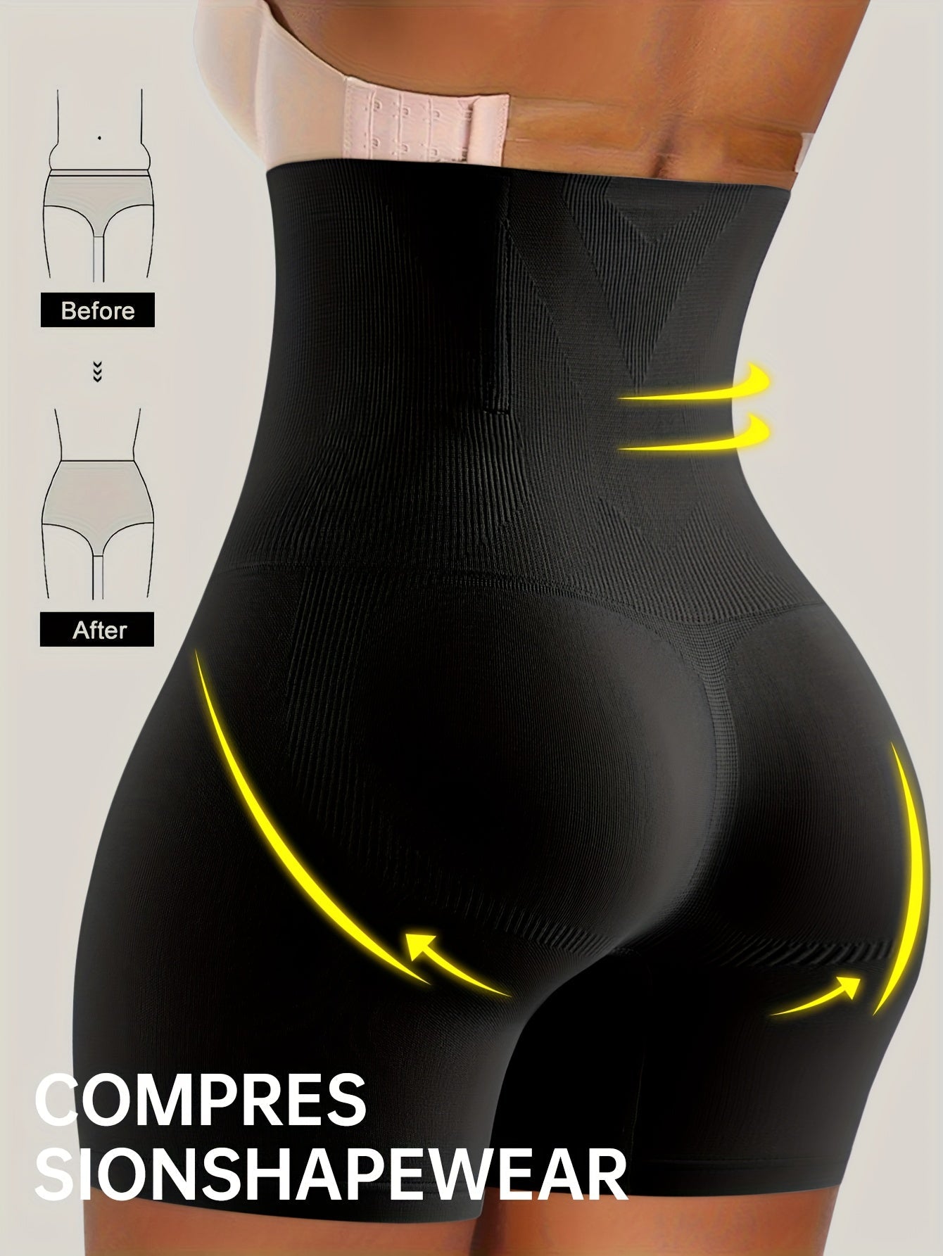 1-Pack Women's High-Waist Shapewear Briefs - Firm Tummy-Control Smoothing – White detail view