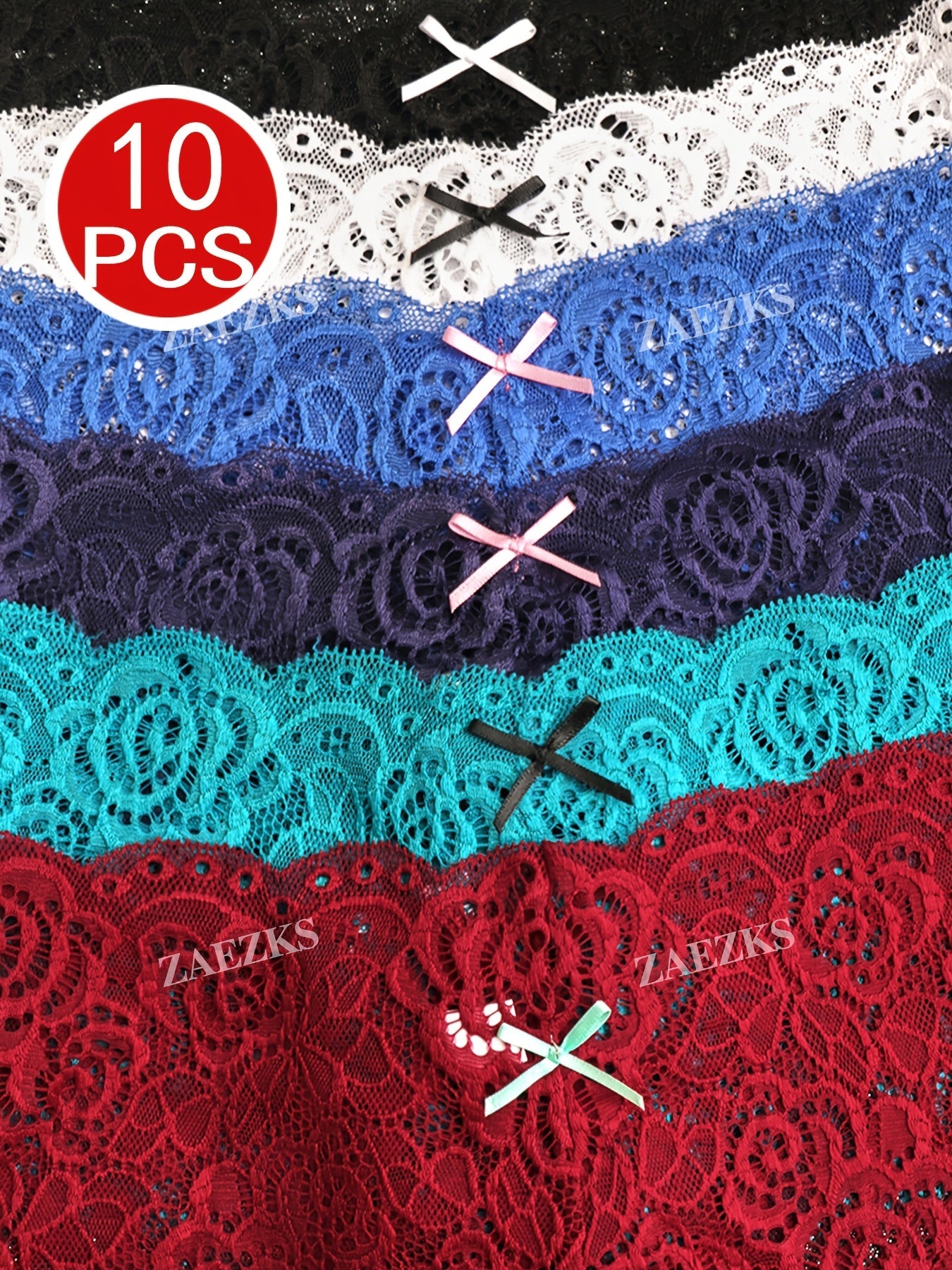 10-Pack Women's Bra and Panty Lingerie Set - Floral Lace Coordinated Style – view 3
