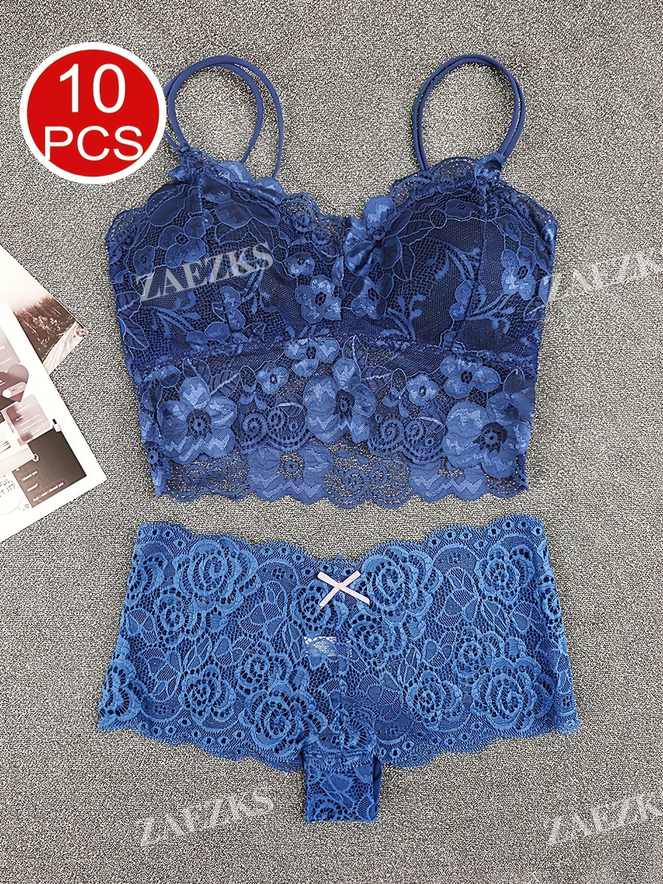 10-Pack Women's Bra and Panty Lingerie Set - Floral Lace Coordinated Style – view 4