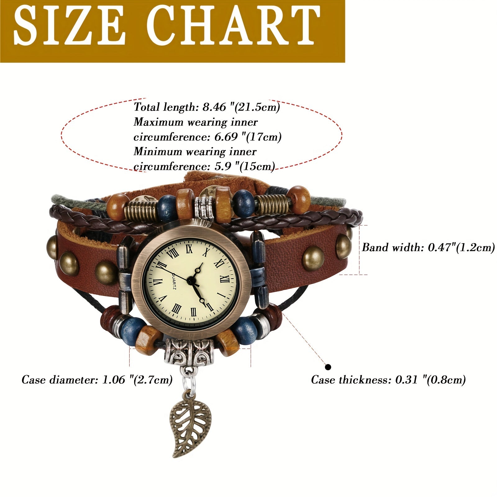 Vintage Casual Ethnic Analog Quartz Watch, Faux Leather Cord Multi-Layer Wrap Bracelet Watch with Pendant for Women, Christmas Birthday Gift