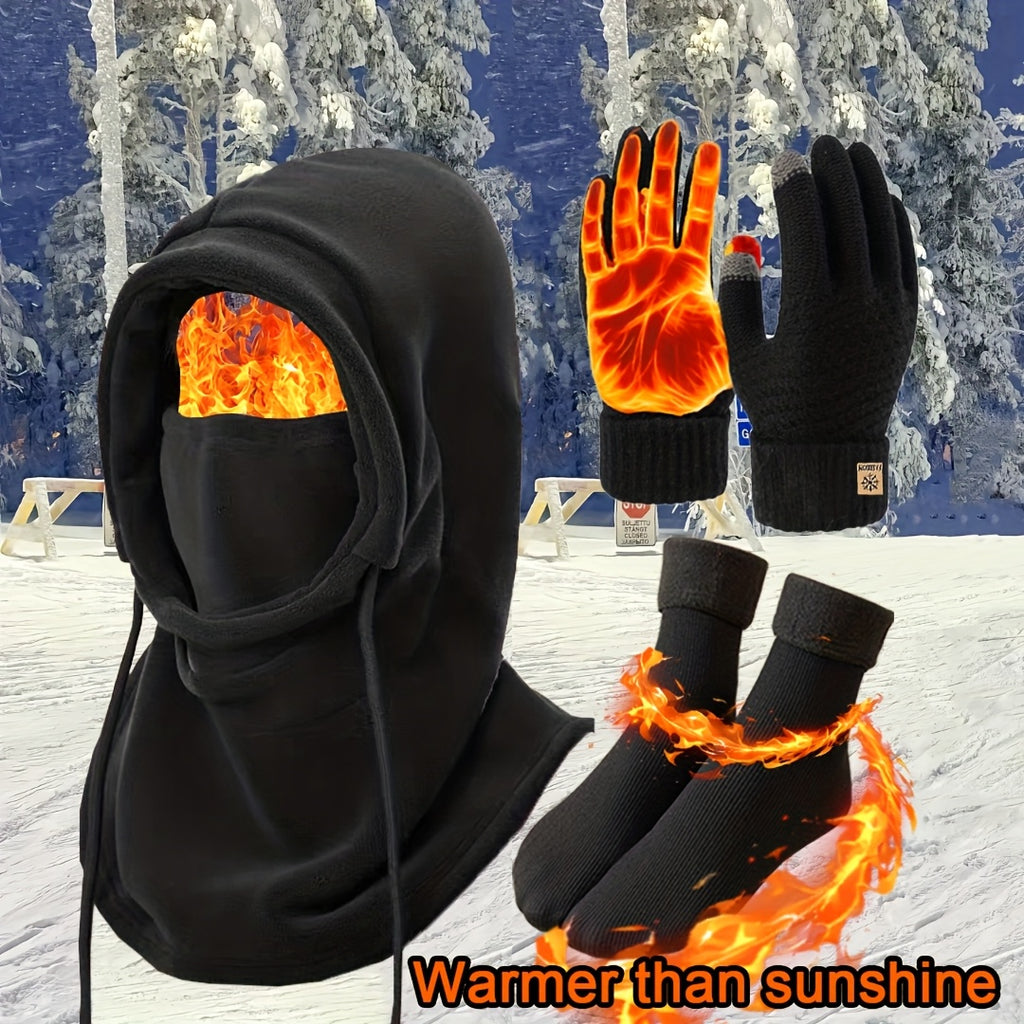 3pcs/ 6pcs Winter Hats for Men Winter Hat, Head Cover, Neck Scarf, Gloves, Warm Set