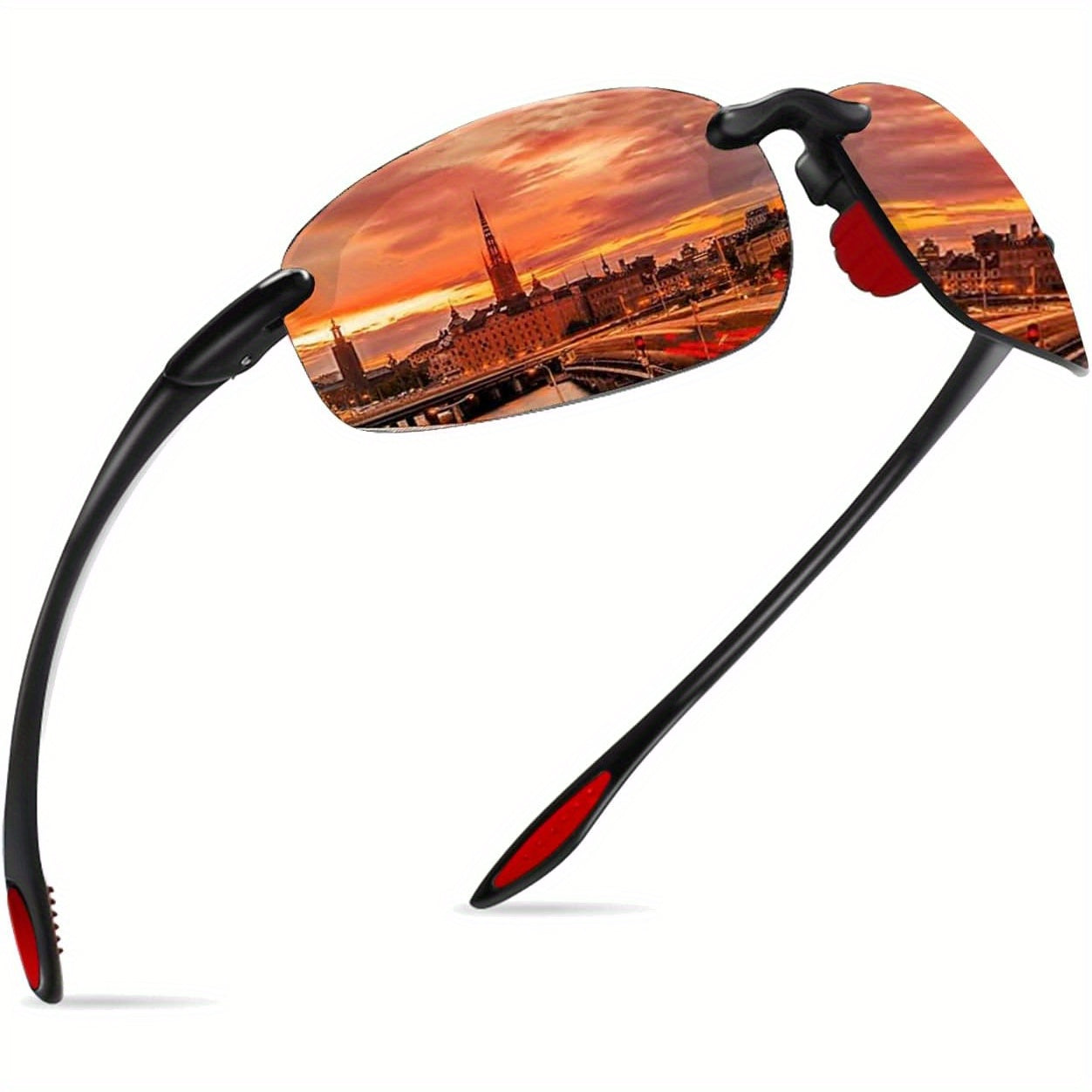 Polarized Sunglasses for Men & Women - Tr90 Rimless Frame, Protection, Lightweight & Durable for Running, Fishing, Baseball, Outdoor Activities, Sunglasses, Fishing Eyewear, Sleek Design, Comfortable Fit, Versatile Shades, Fitness Lovers, Stylish Shades,