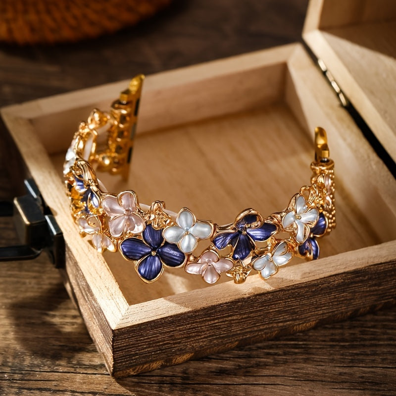 Suitable for APPLE Watch Ultra/Ultra 2/8/7/6/5/4/3/2/1/SE Watch Strap Elastic Fashion Luxury Alloy Flower Strap 38/40/41/42/44/45/49mm