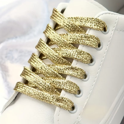 11-Pair Metallic Sequin Shoelaces - Silver and Gold Flat Laces – view 2