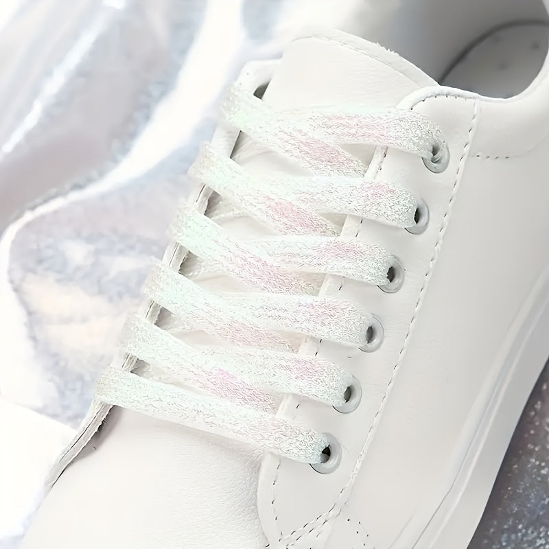11-Pair Metallic Sequin Shoelaces - Silver and Gold Flat Laces – view 4