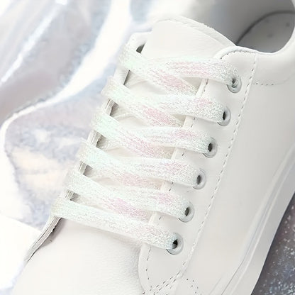 11-Pair Metallic Sequin Shoelaces - Silver and Gold Flat Laces – view 4
