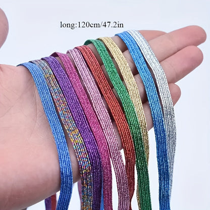 11-Pair Metallic Sequin Shoelaces - Silver and Gold Flat Laces – view 14
