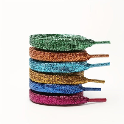 11-Pair Metallic Sequin Shoelaces - Silver and Gold Flat Laces – view 17