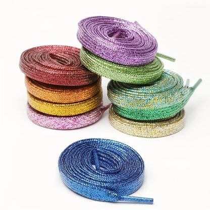11-Pair Metallic Sequin Shoelaces - Silver and Gold Flat Laces – view 18