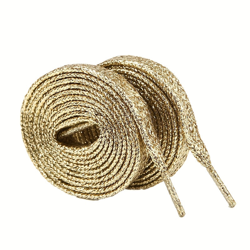 11-Pair Metallic Sequin Shoelaces - Silver and Gold Flat Laces – view 21