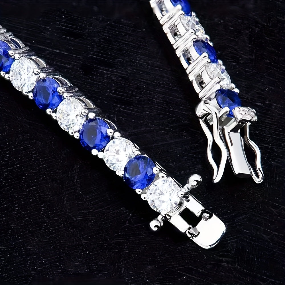 1pc Italian Luxury 925 Silver Moissanite Inlaid Bracelet, Designed And Hand-crafted By An Italian Designer, This Is A Commemorative Gift for Your Wife.Suitable for Various Occasions Such As Banquets.Gift Bag.Total Weight Of The Product (0.31 oz)