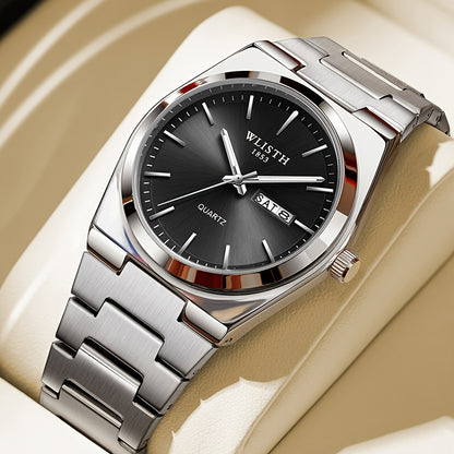 Men's Quartz Watch Stainless Steel Luminous Hands Date Display Sport Business Wristwatch for Men Gold Black Green Silver 4 Colors