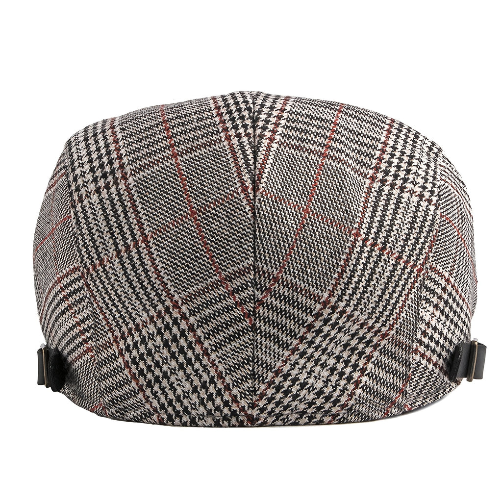 Men's Cotton Plaid Gatsby Cap, Solid Color Newsboy Cabbie Golf Beret Hat, Lightweight Flat Driving Cap, FLONGO Suitable for teens, Suitable for Men and Women