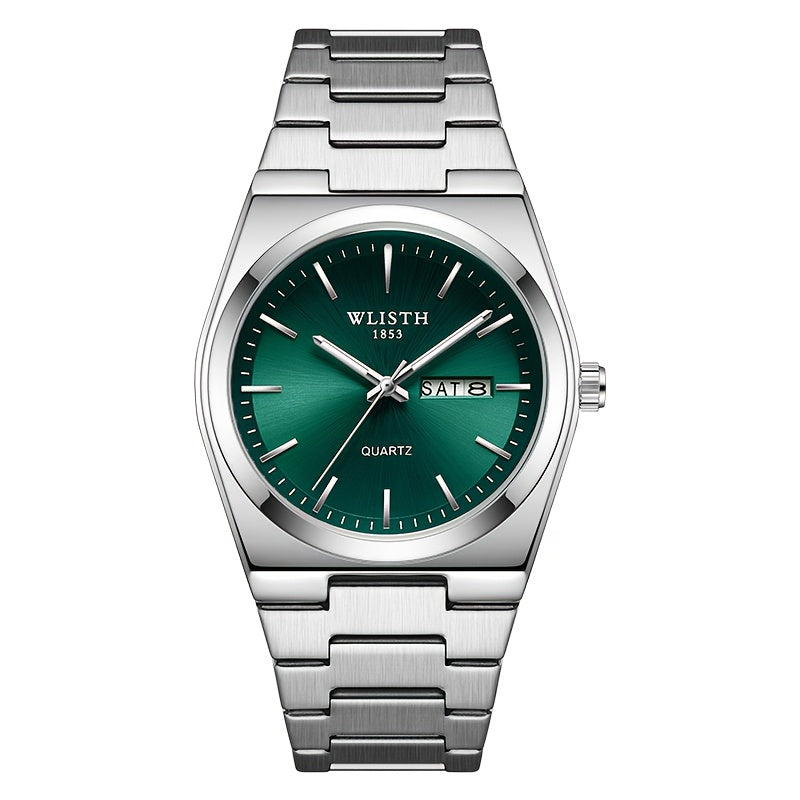 Men's Quartz Watch Stainless Steel Luminous Hands Date Display Sport Business Wristwatch for Men Gold Black Green Silver 4 Colors