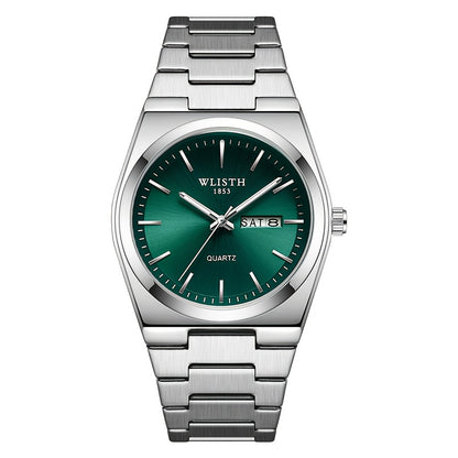 Men's Quartz Watch Stainless Steel Luminous Hands Date Display Sport Business Wristwatch for Men Gold Black Green Silver 4 Colors