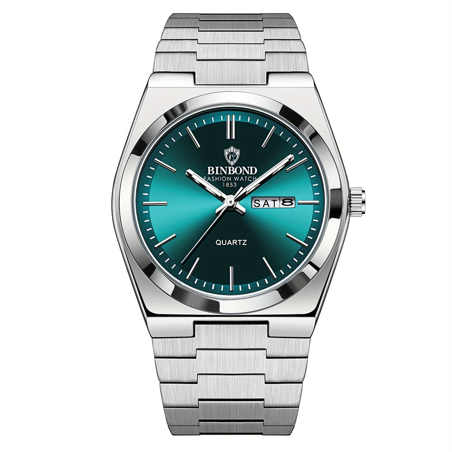 Men's Week & Date Calendar Quartz Watch with Luminous Dial - Solid Stainless Steel Band Business Wristwatch for Men, Dual Calendar Analog Timepiece in Gold & Silver Tone
