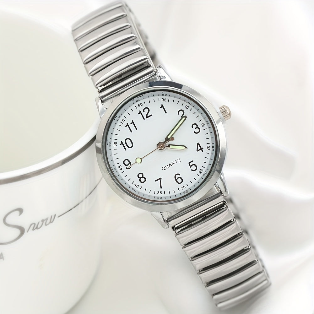 Upgraded Luminous Women'S Watch with a Fashionable Elastic Design, Adjustable Size, Sold As a Single Piece