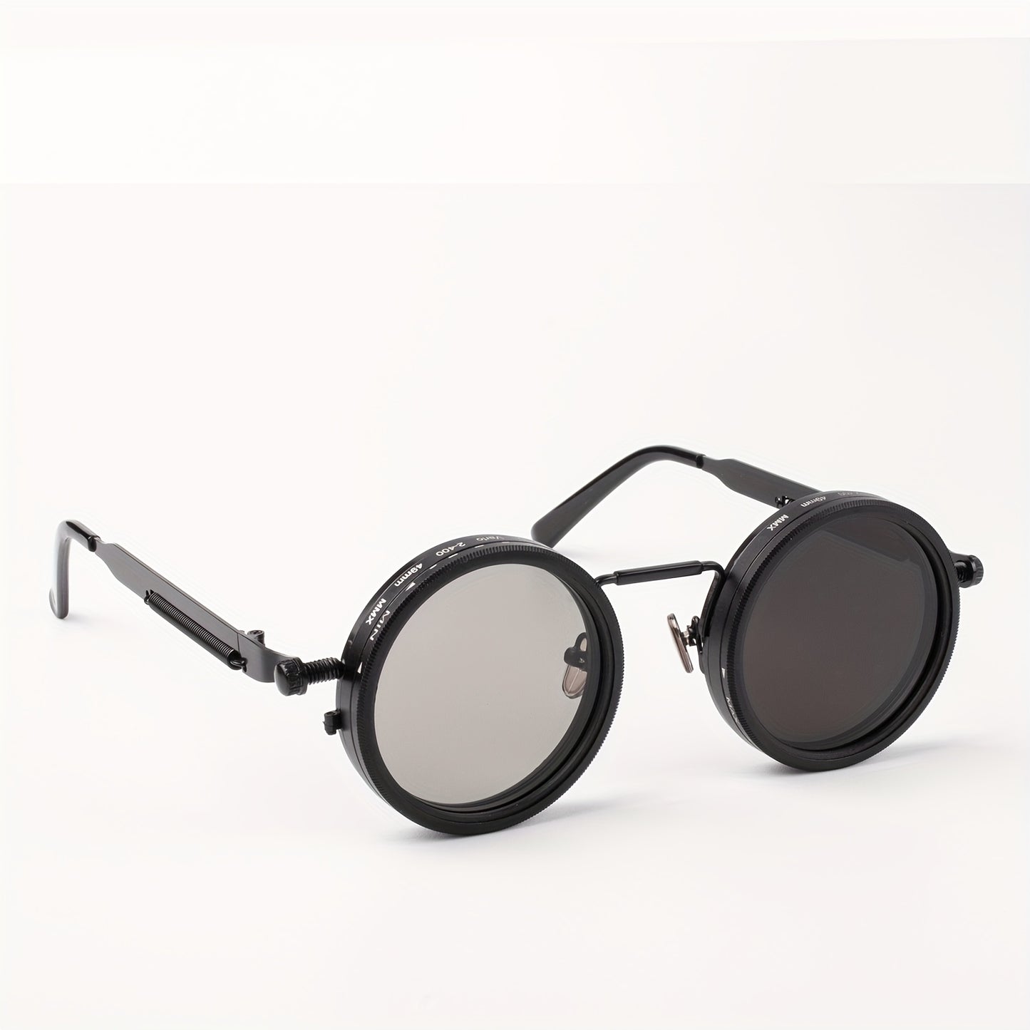 Industrial Punk Rotating Dimming Fashion Glasses – Spring Temple Flip-Up Adjustable Tint Eyewear, Steampunk Street Style Shades for Men & Women, Versatile High-Fashion Statement Piece