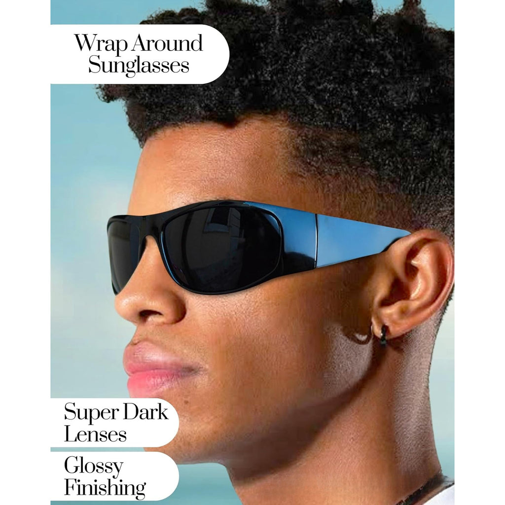 Super Dark Polarized Black | Wrap Around Style Lightweight