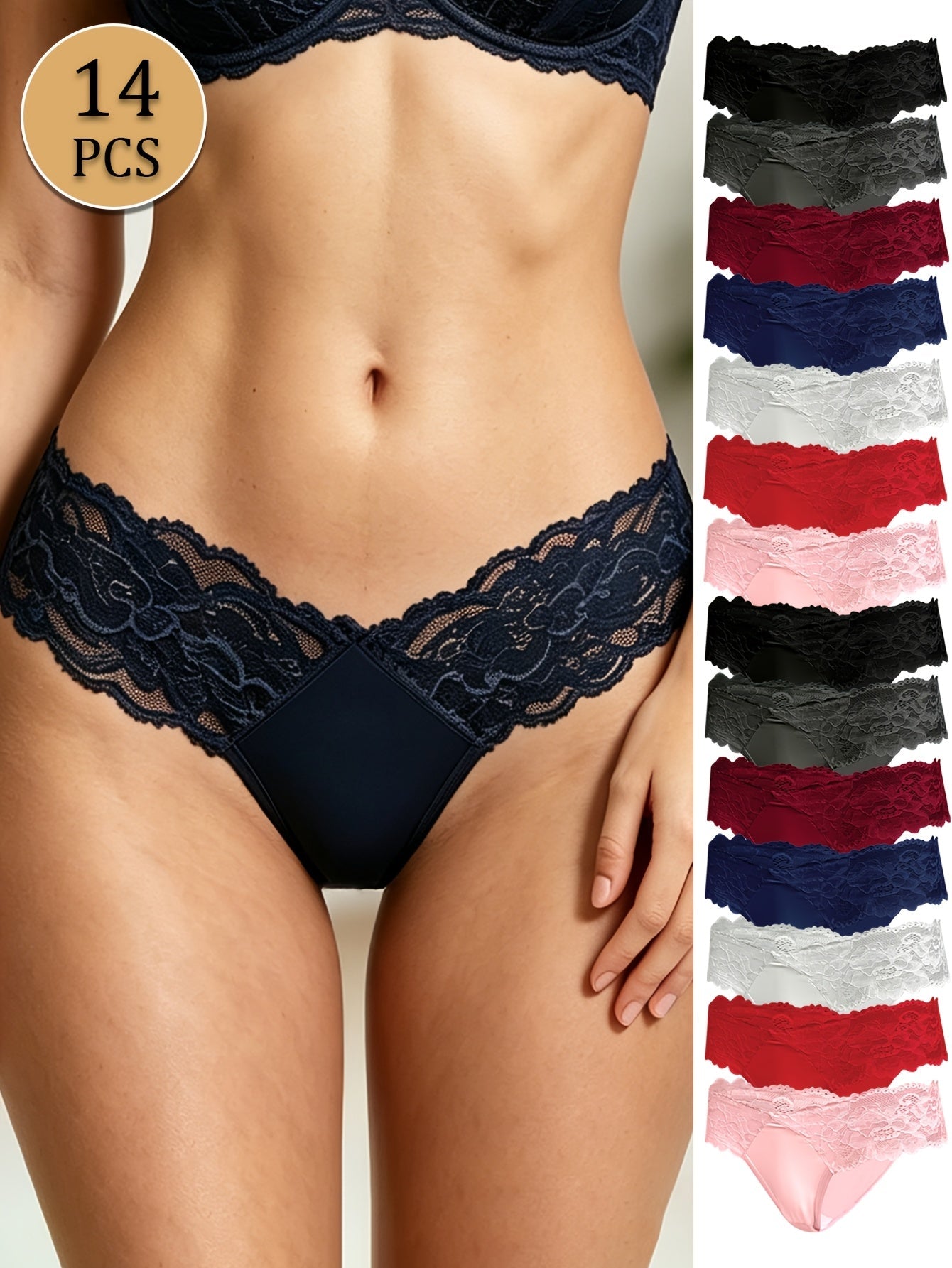 14-Pack Women's Thong Underwear - Adjustable Low-Rise Comfort – view 4