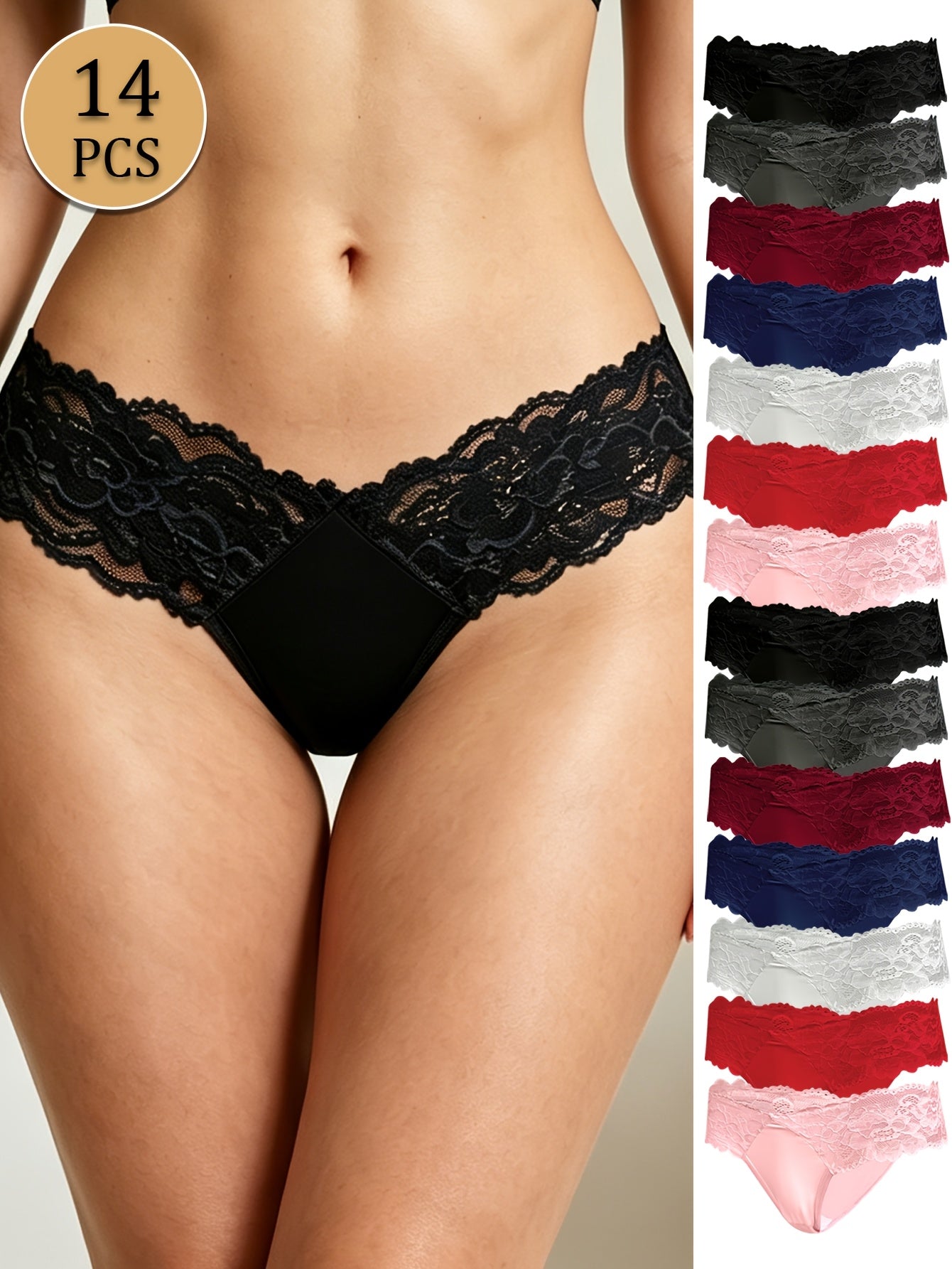 14-Pack Women's Thong Underwear - Adjustable Low-Rise Comfort – view 5