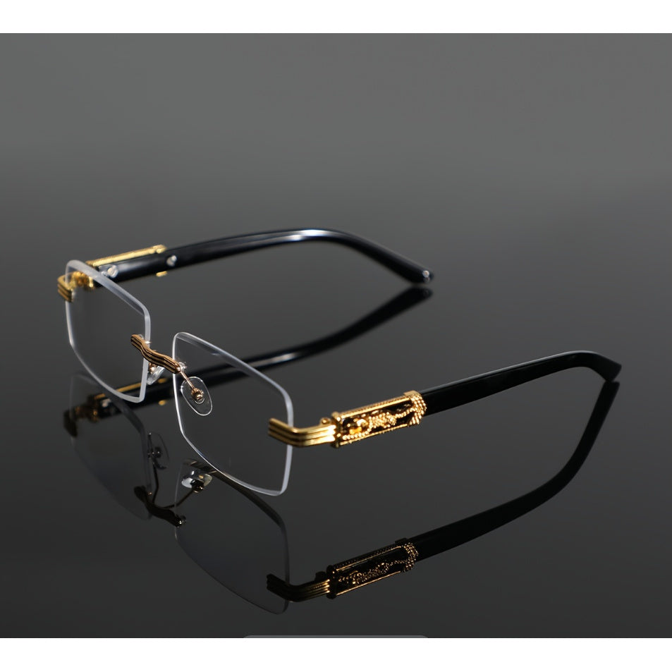 1 Pair Men's Metal Rimless Retro Anti Blue Light Classic Simple Business Flat Fashion Glasses