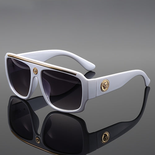 Oversized Cyberpunk Square Glasses for Men – Extra Large 139mm+ Frame with Gold Metal Trim, Decorative Lenses for Street Fashion, Cosplay & Special Occasions, Futuristic Unisex Eyewear