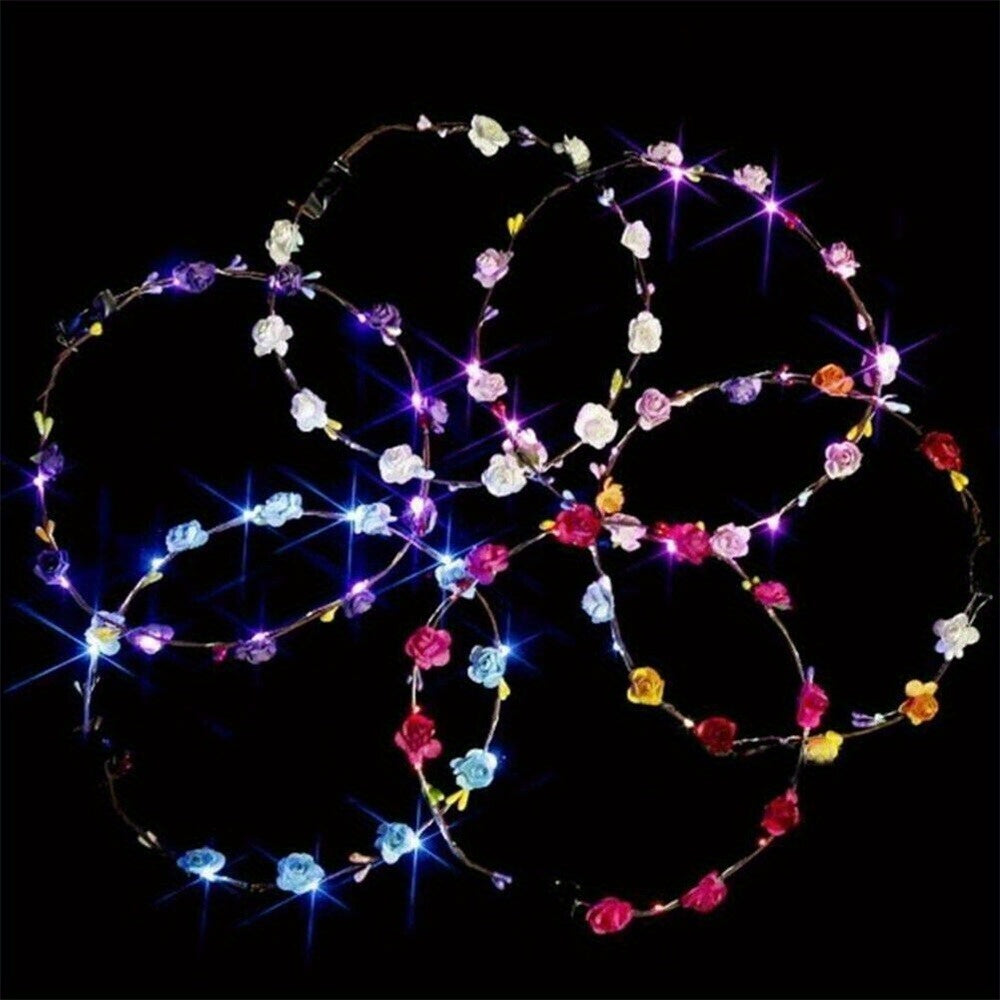 [Luminous Headdress] Random Color 10pcs/20pcs Of Luminous Garland Headdresses Suitable for Christmas Party, Role Play, Glow Party, Disco, Wedding, Birthday Party, Photography, Concert, Tailgate Party