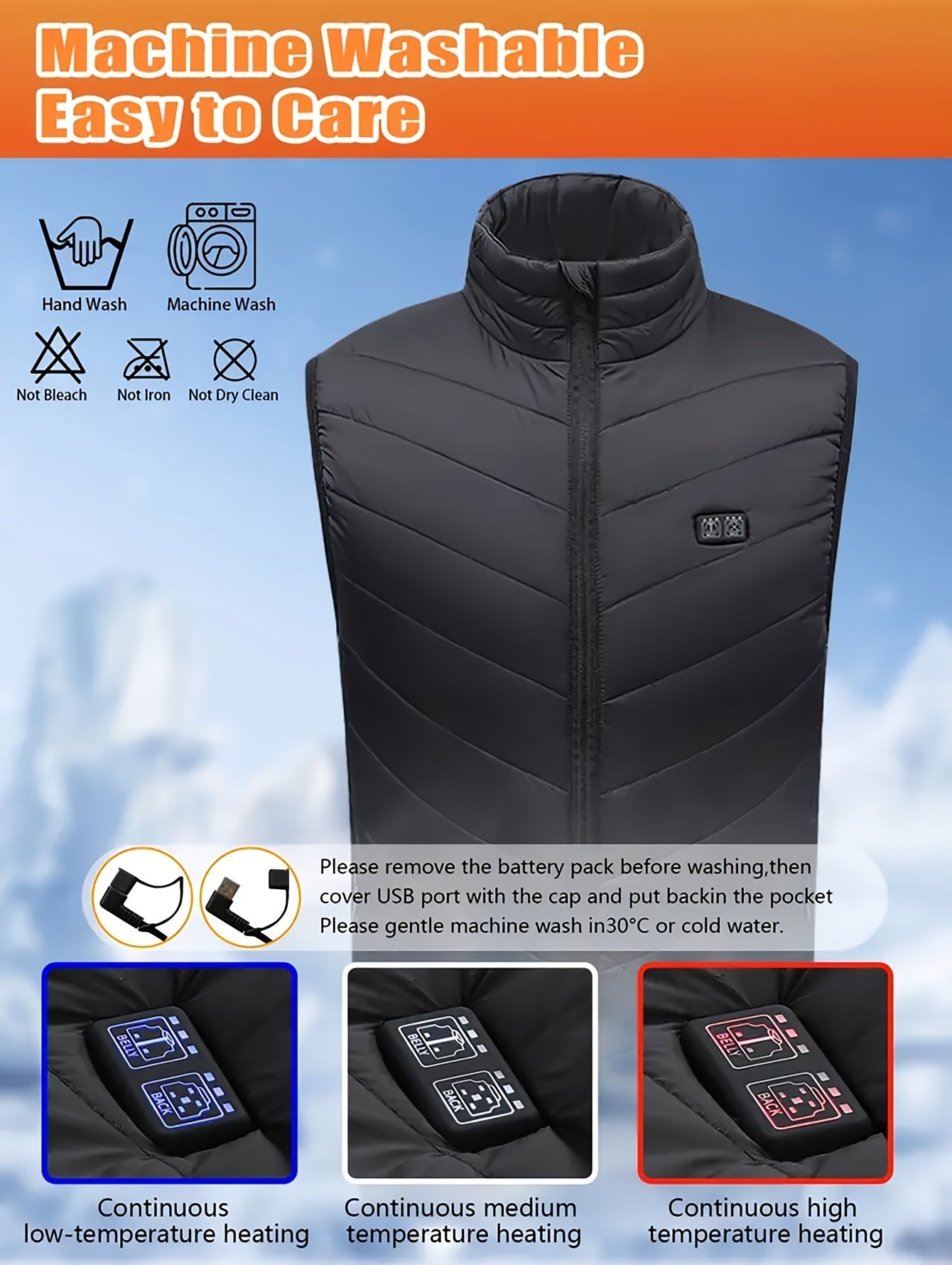 15-Zone USB Heated Vest - Front and Back Heat Controls – view 5