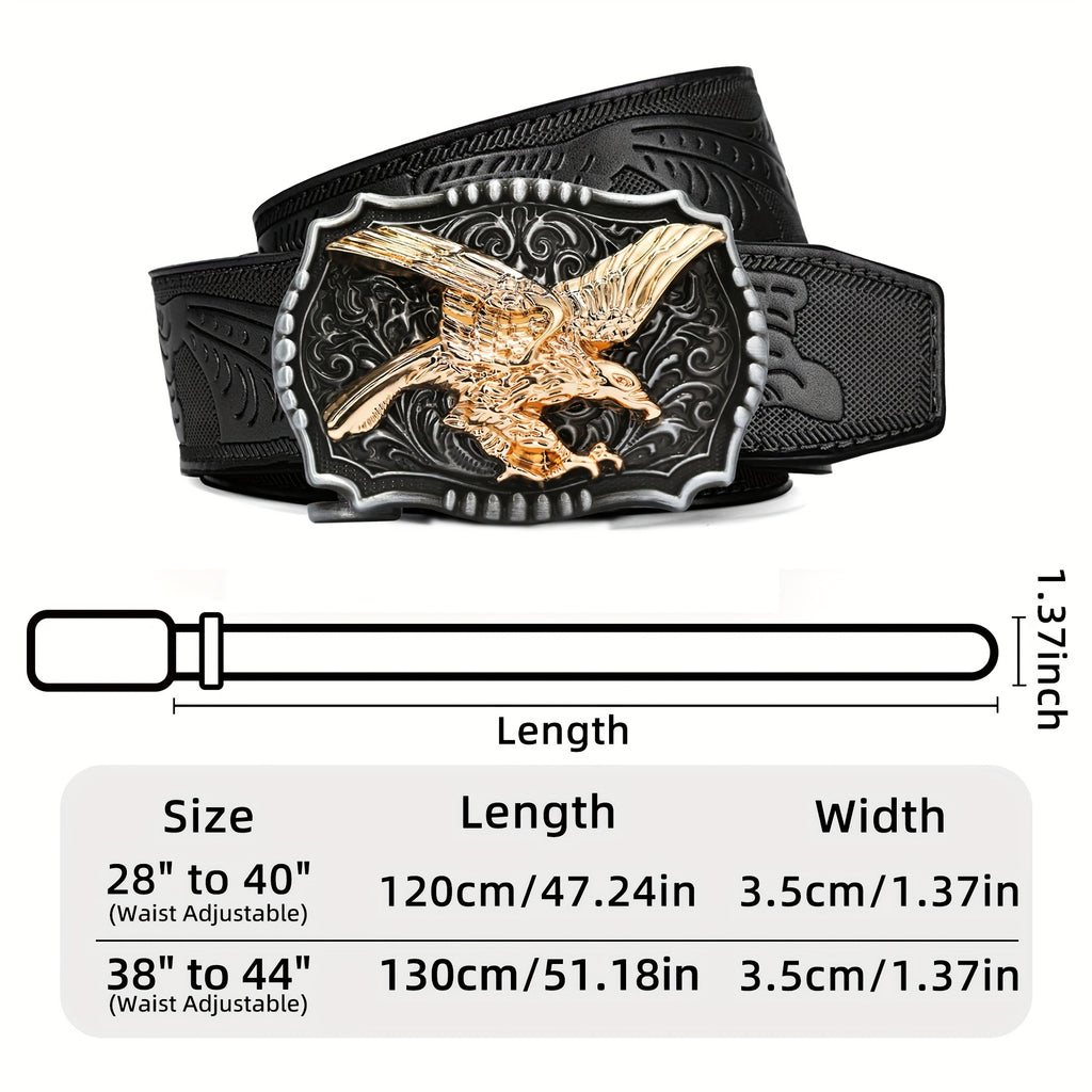 Men'S Western-Style Adjustable Belt, Synthetic Faux Leather Sliding Ratchet Belt Designed for Men, Featuring an Automatic Click Buckle Suitable for Jeans, Perfect Gifts for Father'S Day And Christmas