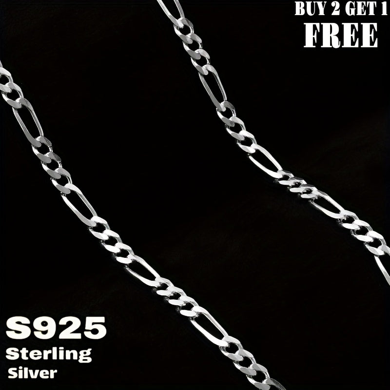 925 Silver Figaro Chain Necklace 6mm - Genuine Sterling Silver Unisex Necklace for Men & Women, 22 to 24 Inch, Fashionable Versatile Jewelry, Gift Box Included