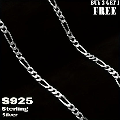 925 Silver Figaro Chain Necklace 6mm - Genuine Sterling Silver Unisex Necklace for Men & Women, 22 to 24 Inch, Fashionable Versatile Jewelry, Gift Box Included