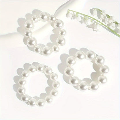 Pearl Headbands 3pcs Set Elegant Imitation Pearl Elastic Hair Bands Multifunctional Bracelet Hair Accessories for Women Daily Wear Party Banquet Color Block