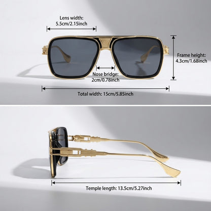 Square Sunglasses for Men – Retro Classic Metal Frame UV400 Polarized Lightweight Eyewear, Unisex Gradient Shades for Daily Wear & Outdoor Activities, Includes Case & Cleaning Cloth