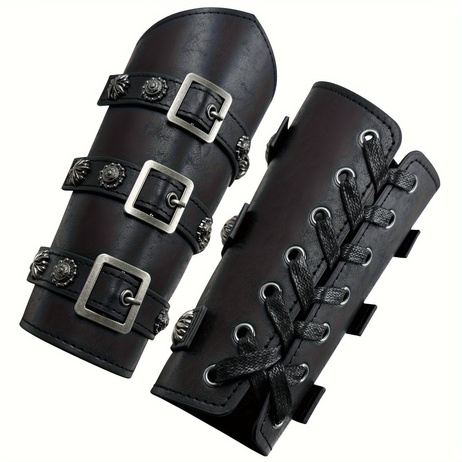 A Pair of Entirely Handcrafted Halloween-Themed Medieval Knight Wrist Guards for Cosplay And Stage Performances