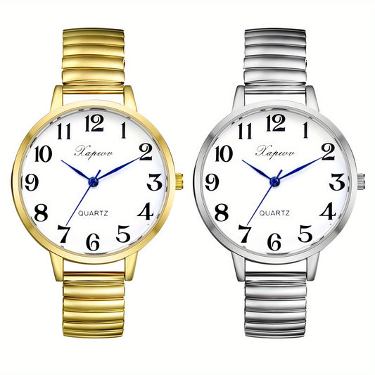 Analog Quartz Stretch Band Women'S Watch, Round Case, Large Arabic Numerals Scale Dial, Clear And Easy to Read, Suitable for Daily Casual Business Wear, Birthday Christmas Mother'S Day Gift Suitable for Teens.