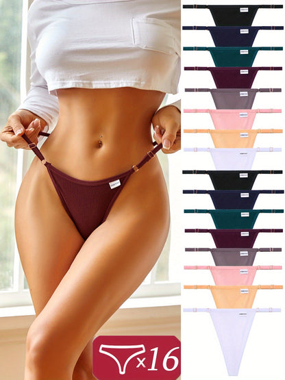16-Pack Women's Thong Underwear - Adjustable Low-Rise Comfort – view 6