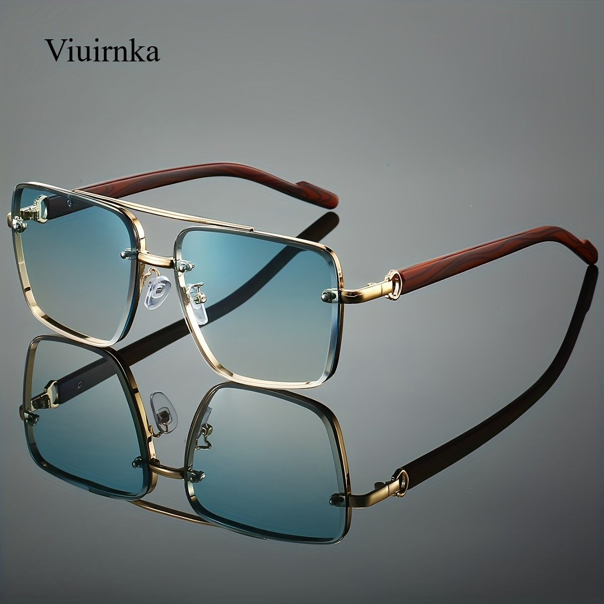 Unisex Square -Bridge Sunglasses - Premium Woodgrain UV400 AC Lenses with Lightweight PC Frame - Luxe Retro Style for Driving/Travel/Street Style - Includes Protection Case, Versatile for All Occasions