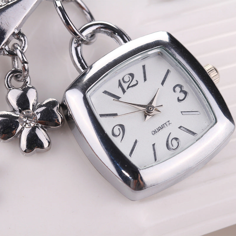 Women'S Bracelet Watch LOVE Quartz Watch Flower Decor Tonneau Dress Watch Ladies Exquisite Casual Watch Anniversay Birthday Christmas New Year Gifts