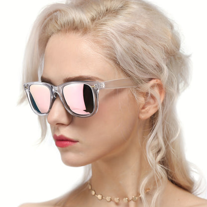 Polarized Sunglasses for Women, Anti-Glare Mirror Lenses, Trendy Fashion Shades with UV Protection, Lightweight Frame — Tawny Gold, Pink, White, Tea, Floral & More Colors Available