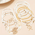 Set of 28pcs Including a Bohemian Shell Starfish Beaded Bracelet And Anklet for Women, Ideal for Dates, Vacations, Everyday Use, And As Gifts