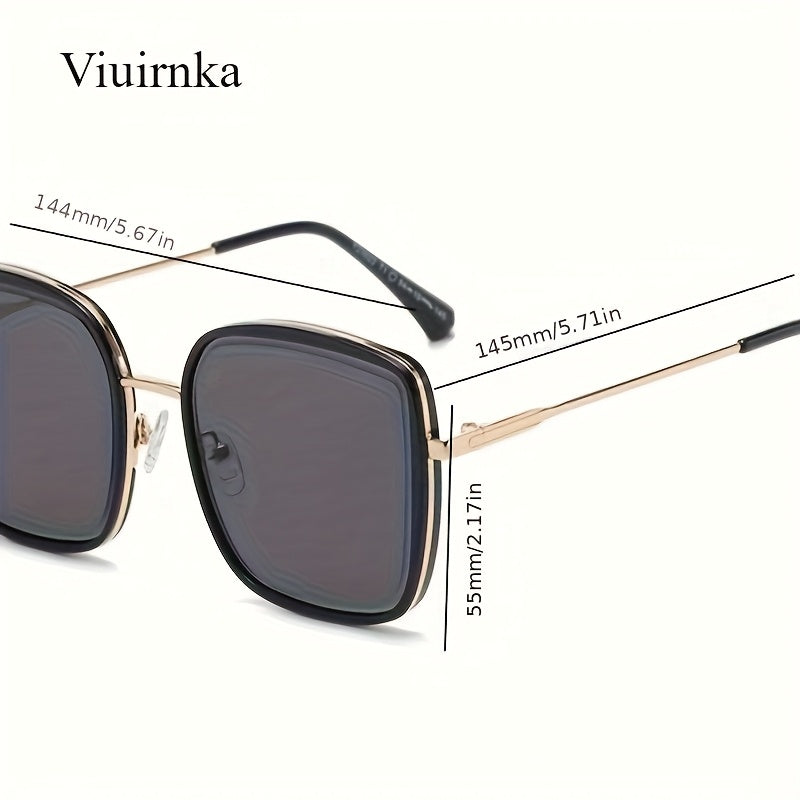 Oversized Square Gradient Sunglasses for Women Men, UV400 Protection Lenses, Trendy Unisex Fashion Eyewear for Driving Beach Vacation Travel Cruise — Rice White Black Pink Blue Tea