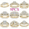 [Wedding Ring Sets] 9 Classic Women's Multi-Style Wedding Ring Sets, Including Synthetic Zirconia Rings, Perfect for Daily Women's Clothing, Jewelry, And Additions
