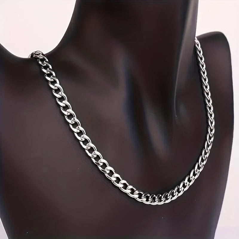 2pcs/ set Stainless Steel Men's necklace and bracelet set, hip-hop punk couple chain