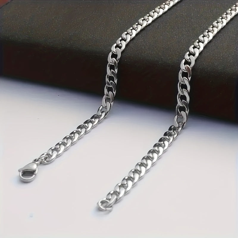 2pcs/ set Stainless Steel Men's necklace and bracelet set, hip-hop punk couple chain