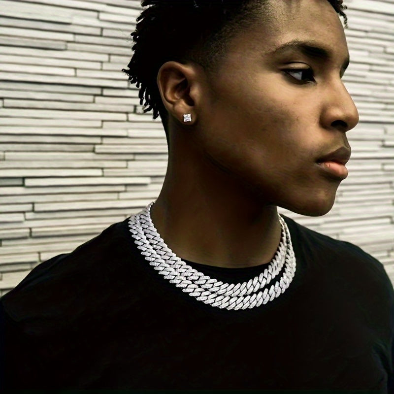 Rhinestones Cuban Link Necklace and Bracelet Set - Unisex Punk Style, Y2K Hip Hop Jewelry | September Birthstone, Luxury Gift