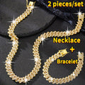 Rhinestones Cuban Link Necklace and Bracelet Set - Unisex Punk Style, Y2K Hip Hop Jewelry | September Birthstone, Luxury Gift