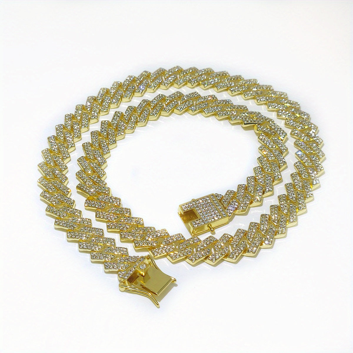 Cuban Link Necklace and Bracelet Set – Rhinestone Bling Unisex Hip Hop Y2K Punk Jewelry September Birthstone Luxury Gift for Her Him