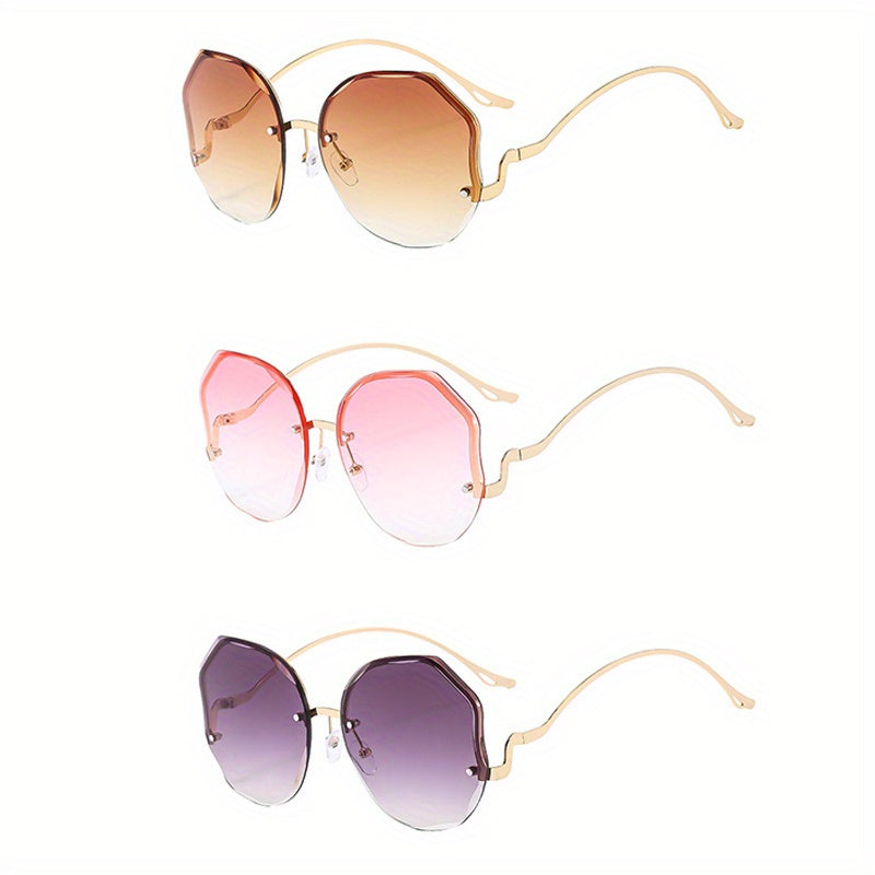 3pcs Women's Fashion Glasses Frameless Frame Fashion Glasses Street Photo Graphy Fashion Fashion Glasses for Men And Women