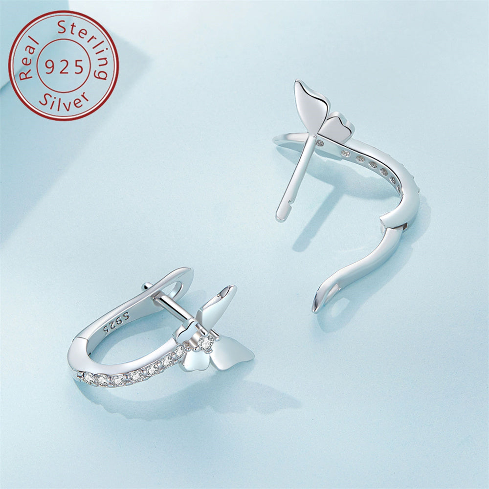 925 Sterling Silver Butterfly Ear Clip Earrings – Elegant Fashion Jewelry for Women, Daily & Festive Wear, Graduation Birthday Gift with Gift Box